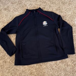 Navy blue Curter and buck DryTec zip up 2016 at Hazeltine Ryder Cup top.